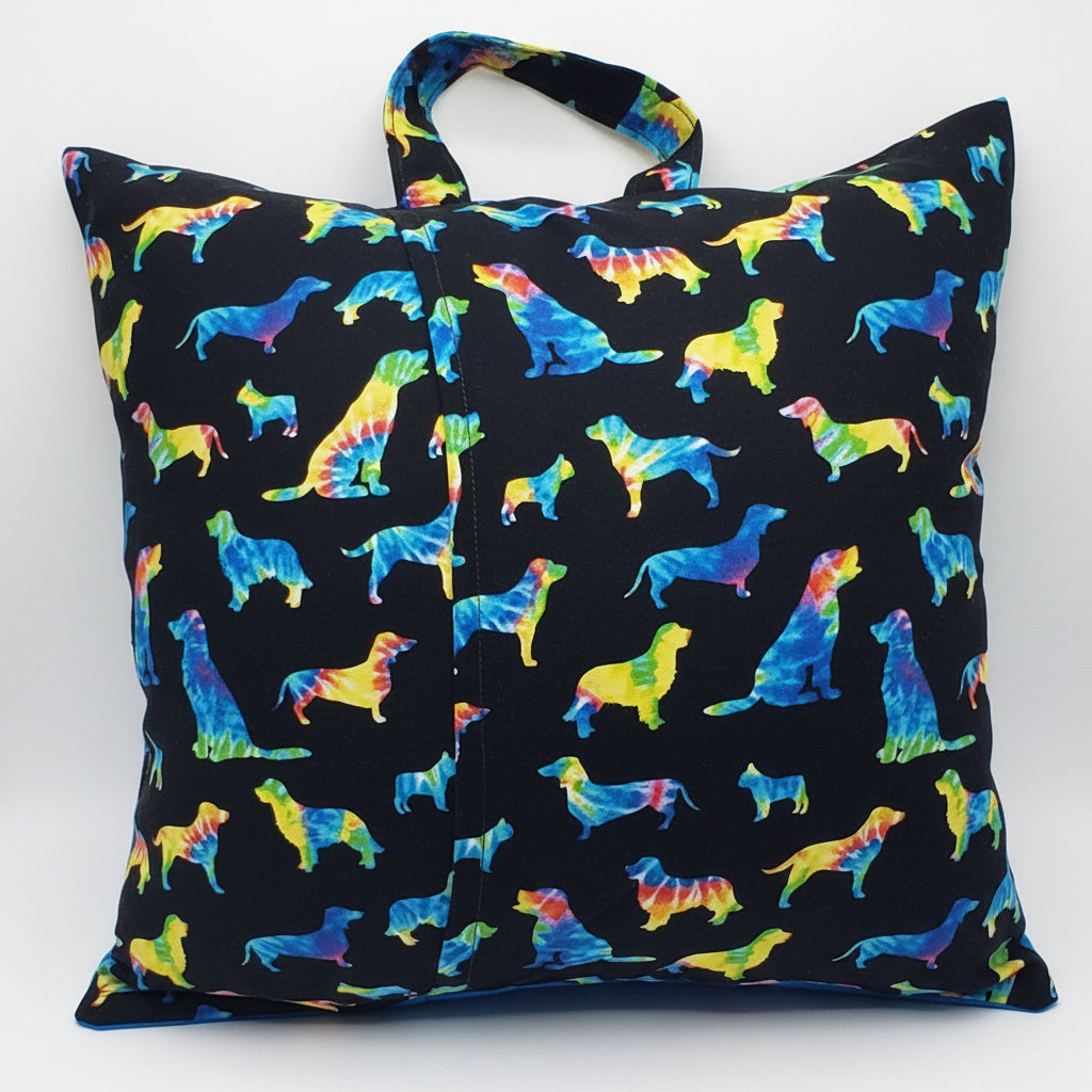 Colorful Canine Reading Pillow Cover | Handmade Book Pillow with Pocket