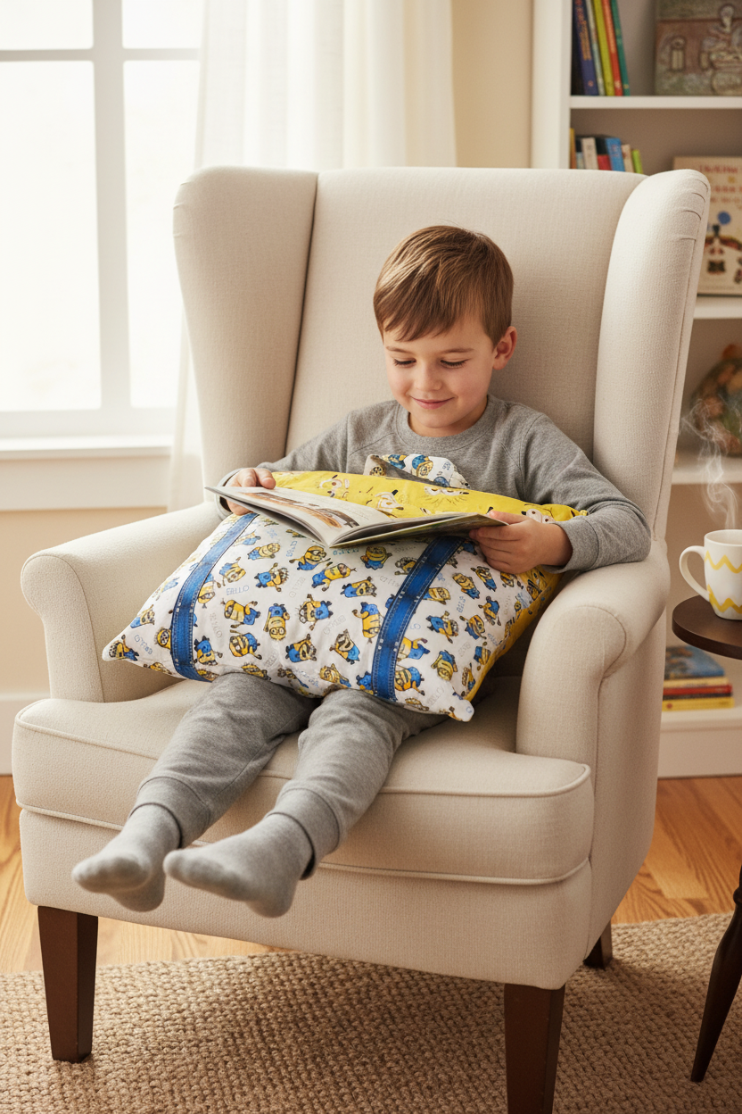 Pocket Full of Smiles Reading Pillow Cover | Handmade Book Pillow