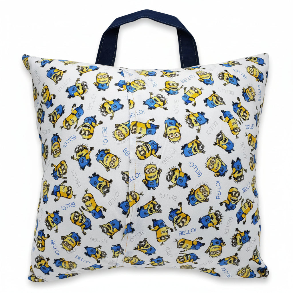 Celebrate the joy of reading with this handmade book pillow featuring the embroidered phrase "A Million Reasons to Love Reading." Includes a roomy front storage pocket and carry handle, making it perfect for bedtime stories, classrooms, travel, and cozy reading nooks.