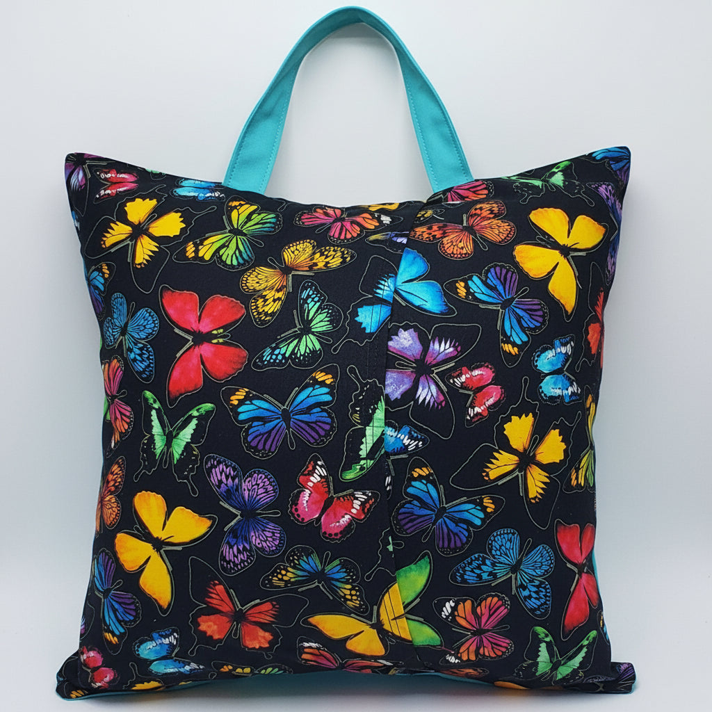 Butterfly Garden Reading Pillow Cover | Handmade Nature Book Pillow with Pocket