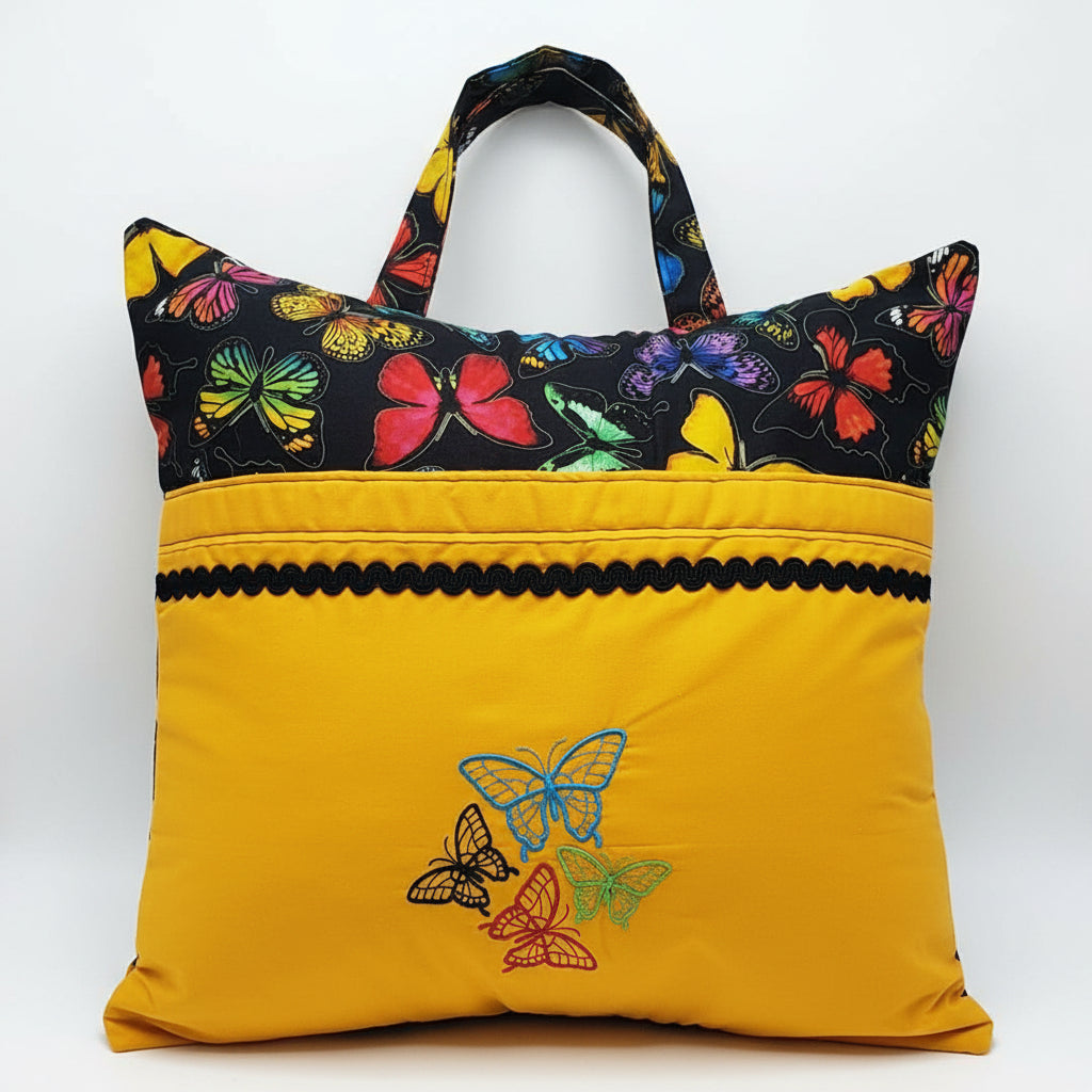 Butterfly Garden Reading Pillow Cover | Handmade Book Pillow with Pocket