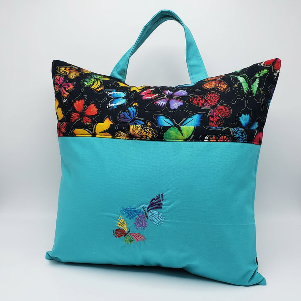 Butterfly Garden Reading Pillow Cover | Handmade Nature Book Pillow with Pocket