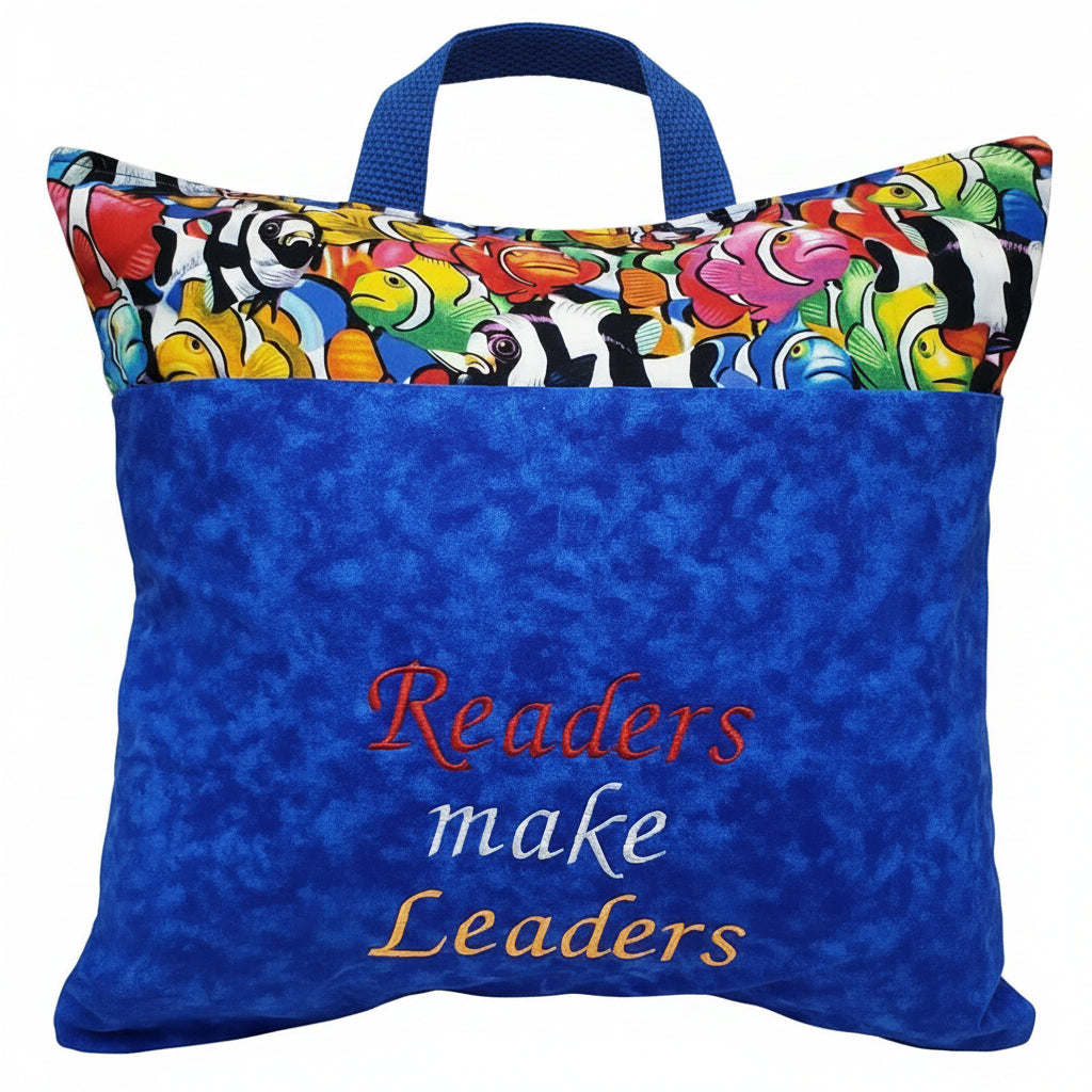 Color Splash Clownfish Reading Pillow Cover | Tropical Ocean Book Pillow with Pocket & Handle | Handmade by LMM Atelier