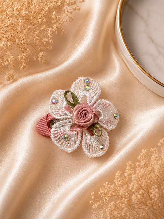 Shimmer Chantilly Embroidered Lace Hair Clip