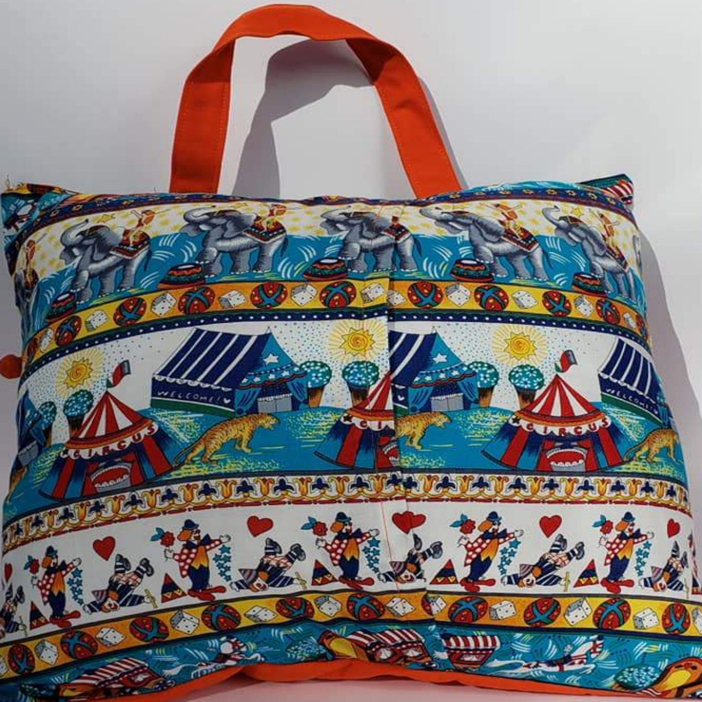 Let's Read Elephant Reading Pillow Cover | Safari Book Pillow with Pocket & Handle | Handmade by LMM Atelier