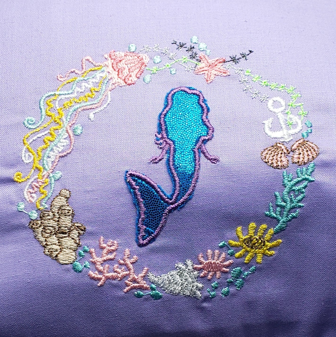 Mermaid Reading Pillow Cover | Handmade Ocean Book Pillow with Pocket & Carry Handle