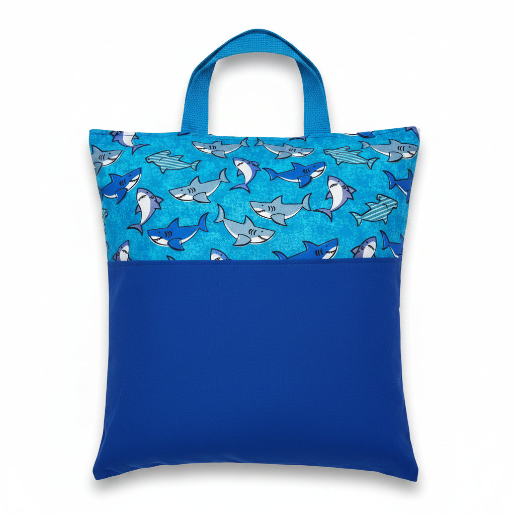 Ocean Current Shark Reading Pillow Cover | Handmade Book Pocket Pillow Cover | Pillow Cover Only 