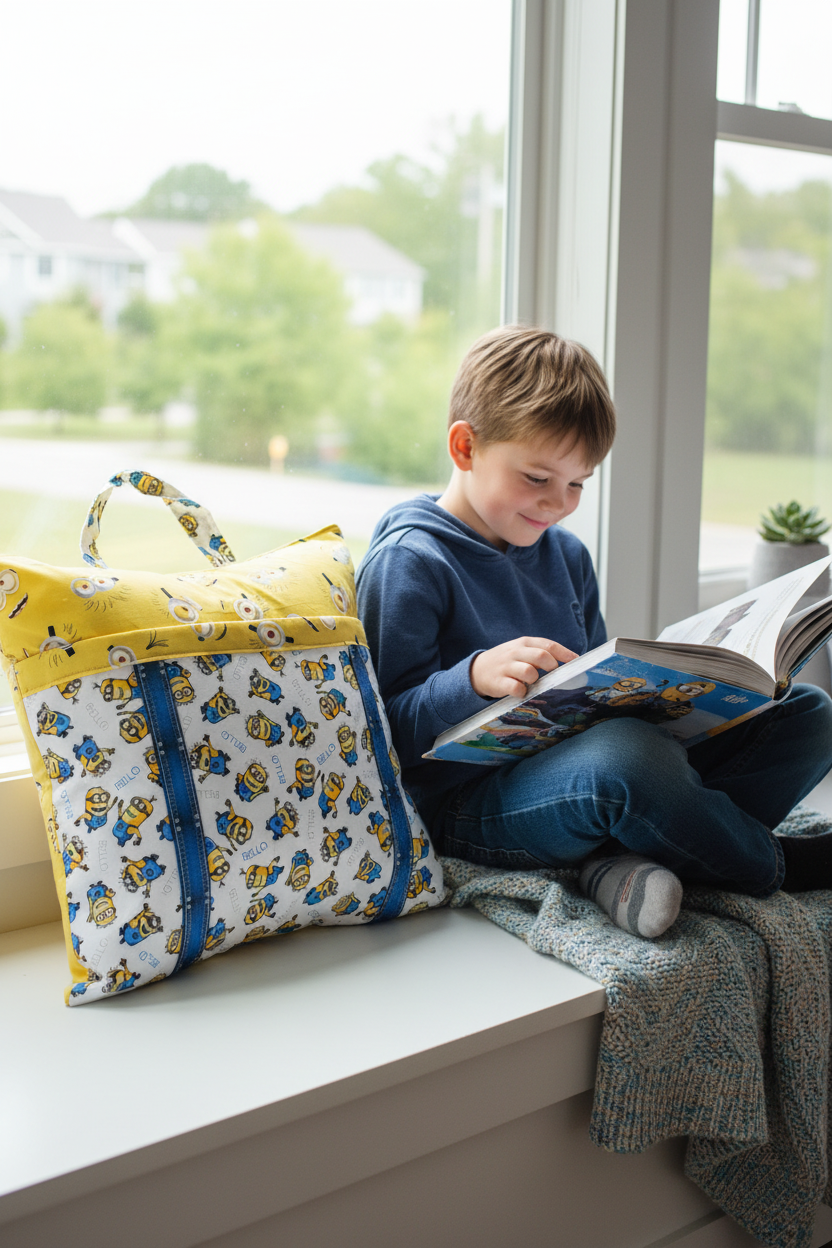 Pocket Full of Smiles Reading Pillow Cover | Handmade Book Pillow