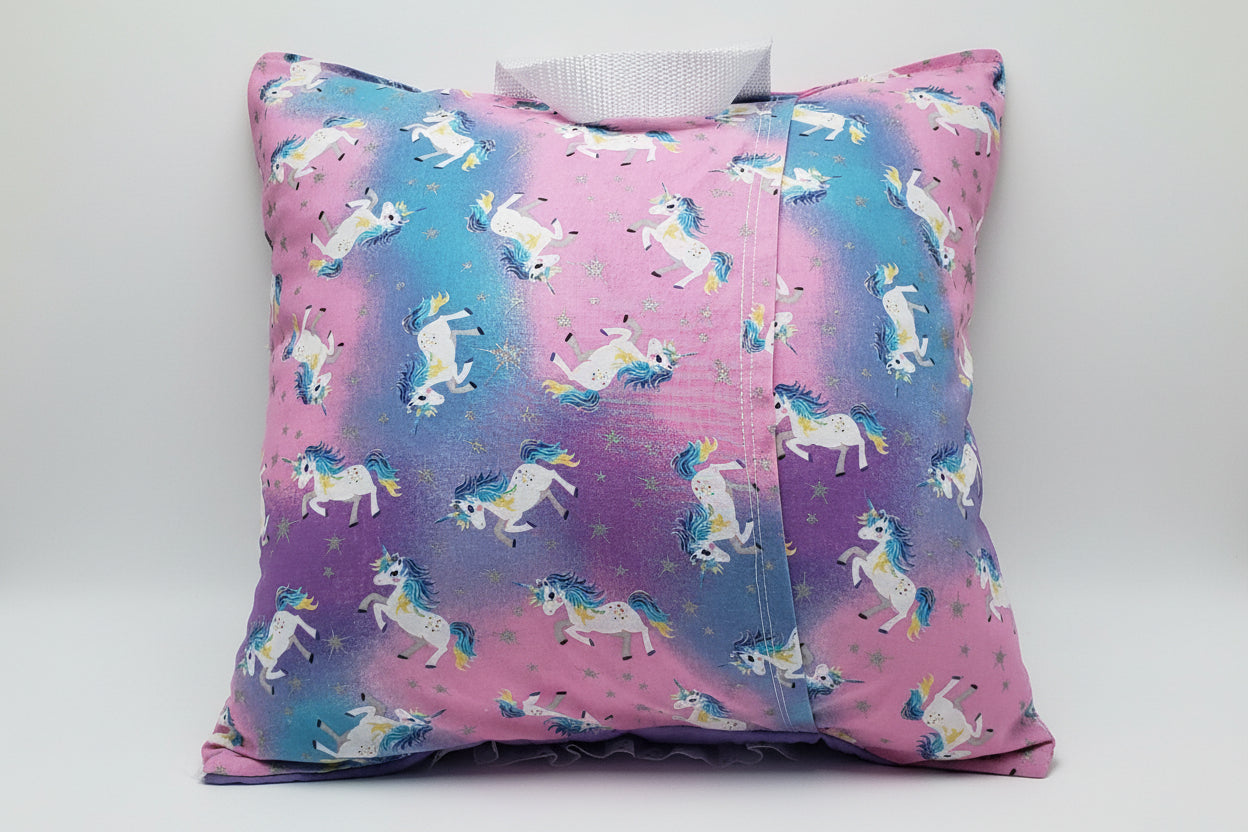 She Leaves a Little Sparkle Unicorn Reading Pillow Cover | Inspirational Unicorn Book Pillow with Pocket & Handle | Handmade Reading Cushion for Kids