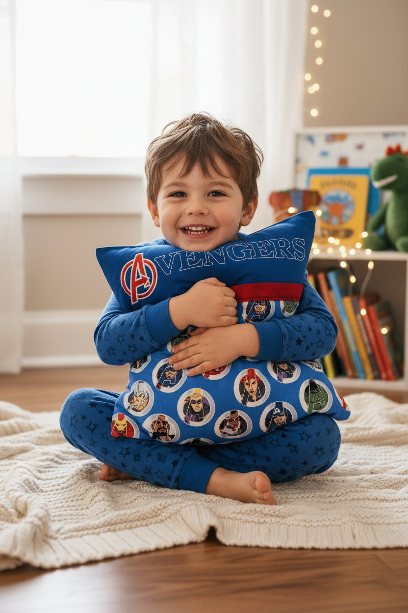Superhero Adventure Reading Pillow Cover | Handmade Kids Book Pillow with Pocket & Carry Handle