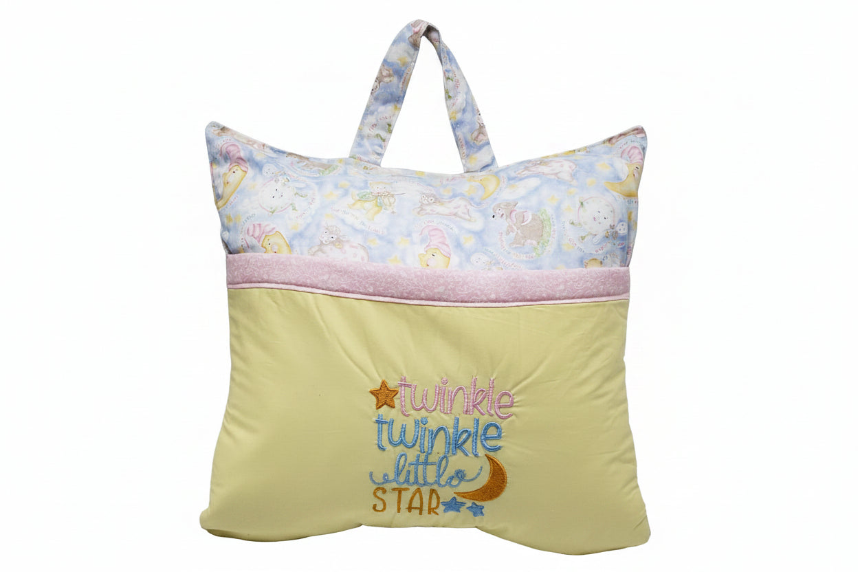 Twinkle Twinkle Little Star Reading Pillow Cover | Handmade Nursery Book Pillow with Pocket & Handle